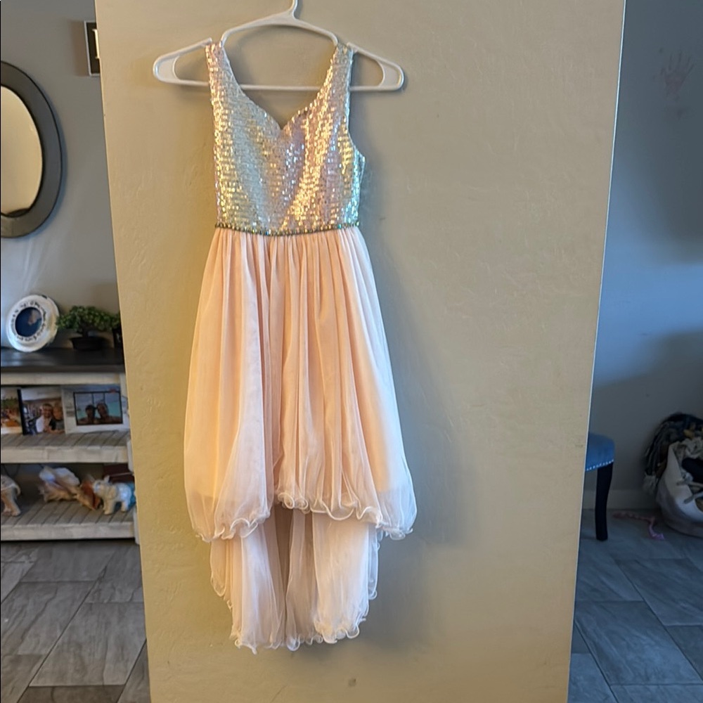 Sparkling Sequin Kids Dress - Cream